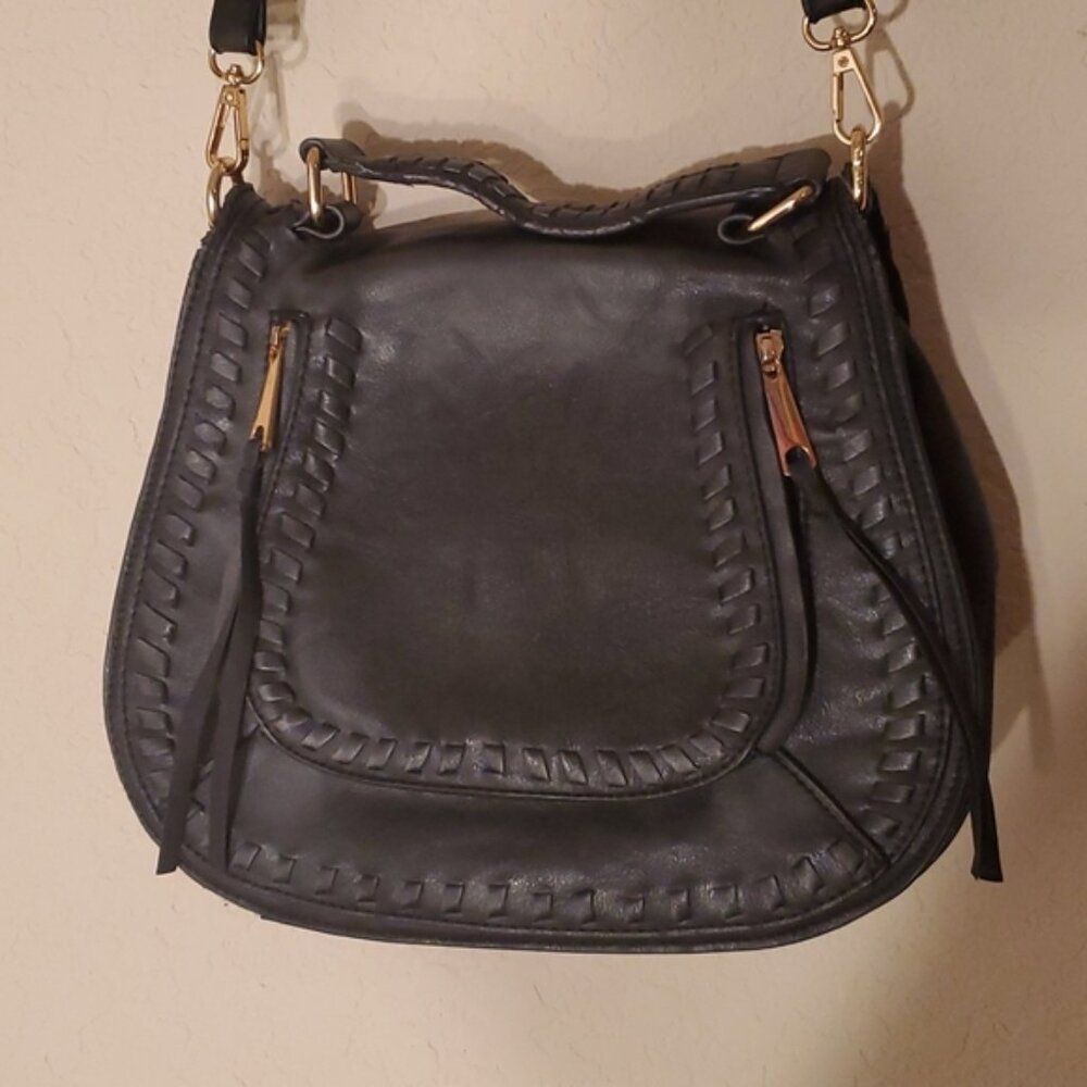 Urban Expressions Black Khloe Crossbody Bag Braided Detail